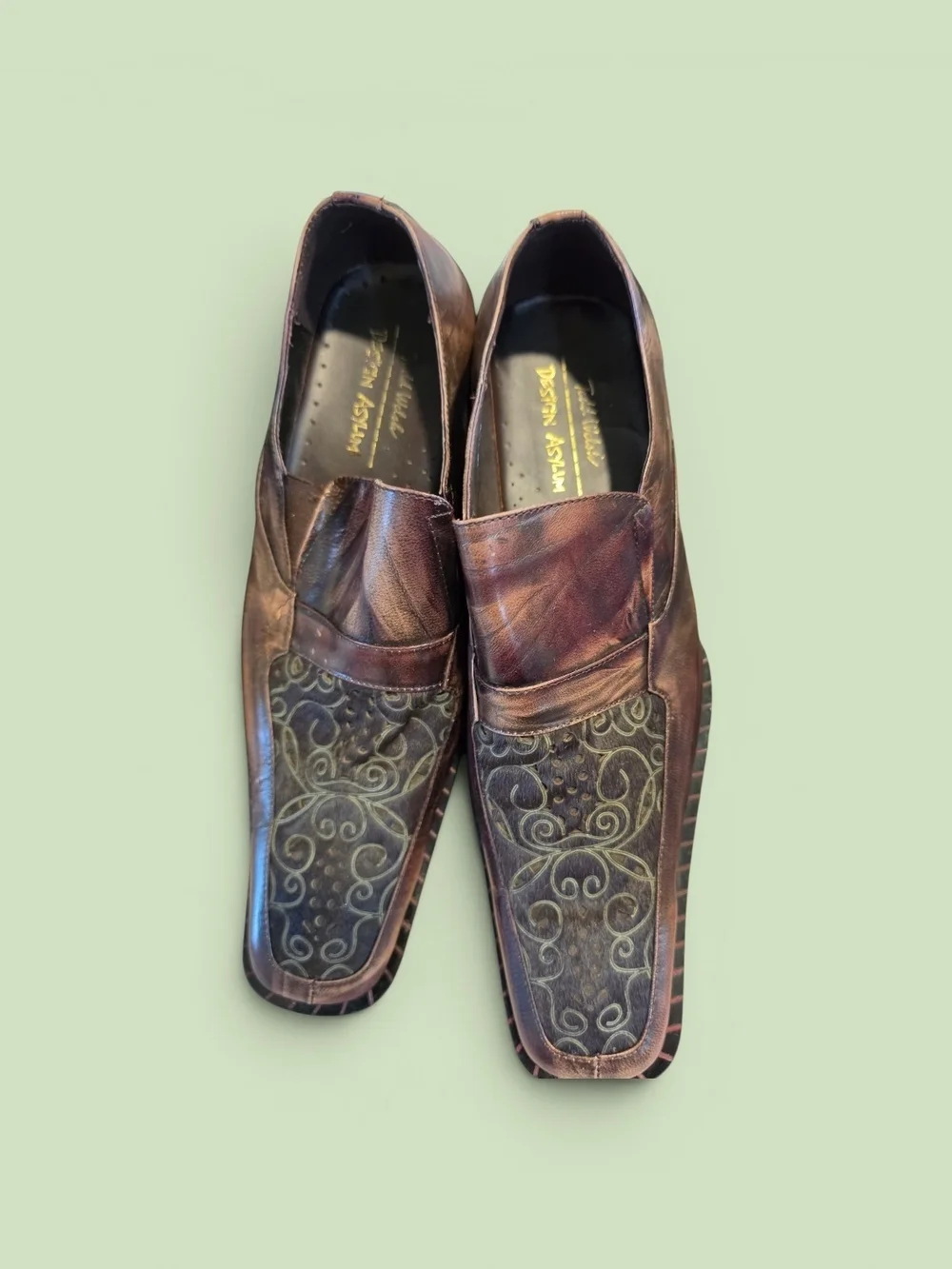 Men's Brown Slip-On Loafers with Decorative Panel